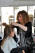 Sally, manageress of Salon Vie in Nantwich, working on Georgia's hair